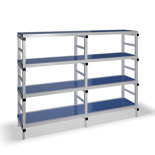 [030059] Estantería de plástico plegable con 4 estantes lisos - Dim.: 2000x500x1500h mm - Gris claro