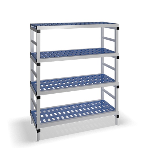 [030065] Estantería de plástico plegable con 4 estantes rejados - Dim.: 1200x600x1500h mm - Gris claro