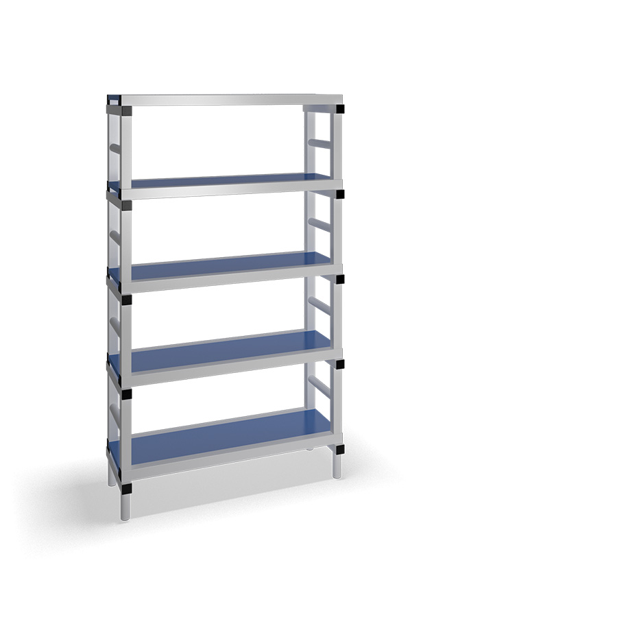 [030072] Estantería de plástico plegable con 5 estantes lisos - Dim.: 1000x400x1745h mm - Gris claro