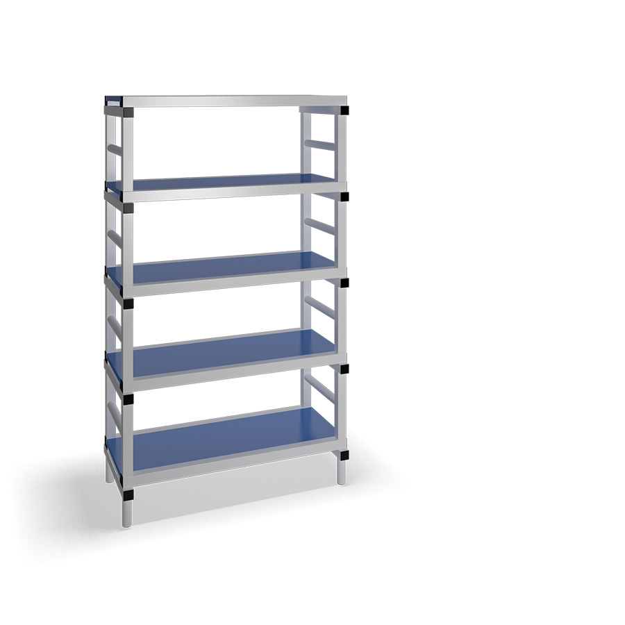 [030073] Estantería de plástico plegable con 5 estantes lisos - Dim.: 1000x500x1745h mm - Gris claro