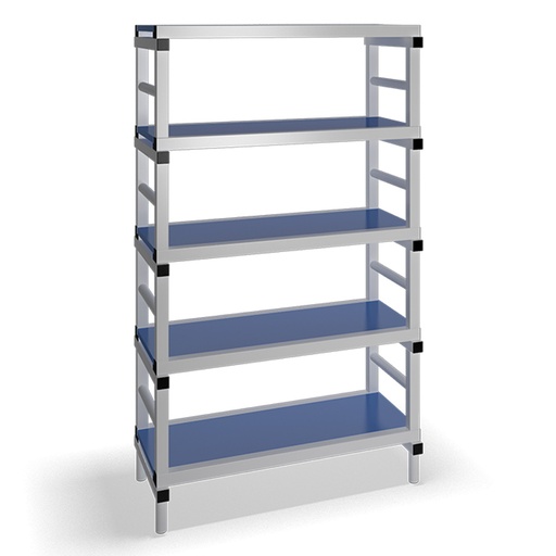 [030073] Estantería de plástico plegable con 5 estantes lisos - Dim.: 1000x500x1745h mm - Gris claro