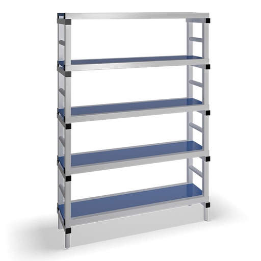 [030074] Estantería de plástico plegable con 5 estantes lisos - Dim.: 1200x400x1745h mm - Gris claro