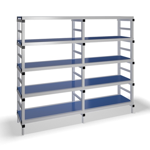 [030079] Estantería de plástico plegable con 5 estantes lisos - Dim.: 2000x500x1745h mm - Gris claro