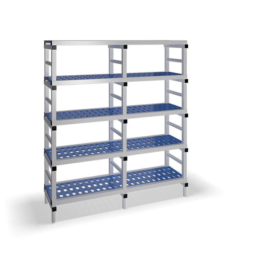 [030087] Estantería de plástico plegable con 5 estantes rejados - Dim.: 1500x500x1745h mm - Gris claro