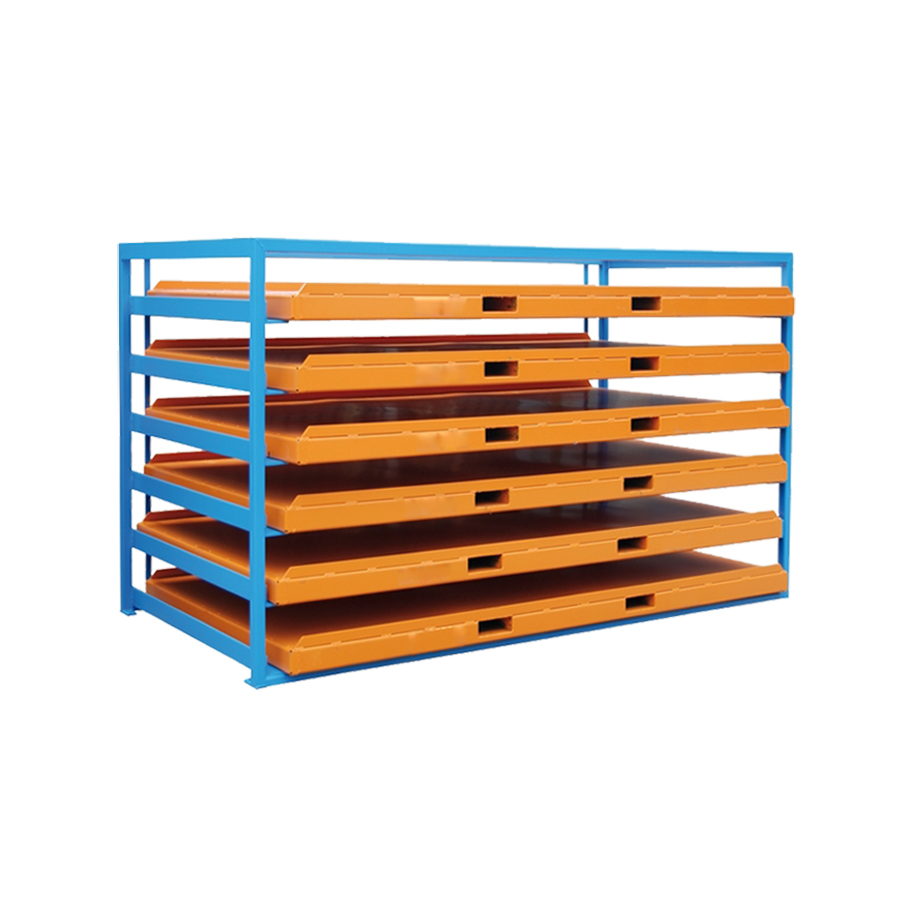 [030093] Estantería metálica con 6 estantes para planchas y tableros - Dim.: 2740x1300x1580h mm - Azul ral 5012 y naranja ral 2000