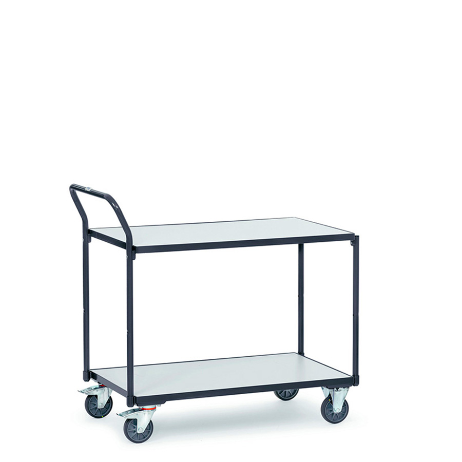 [038596] Carro con plataforma y estante fijo con protección antiestática ESD - Dim. plataforma 1.000 x 600 mm - Gris ral 7015