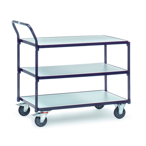 [038597] Carro con plataforma y 2 estantes fijos con protección antiestática ESD - Dim. plataforma 850 x 500 mm - Gris ral 7015