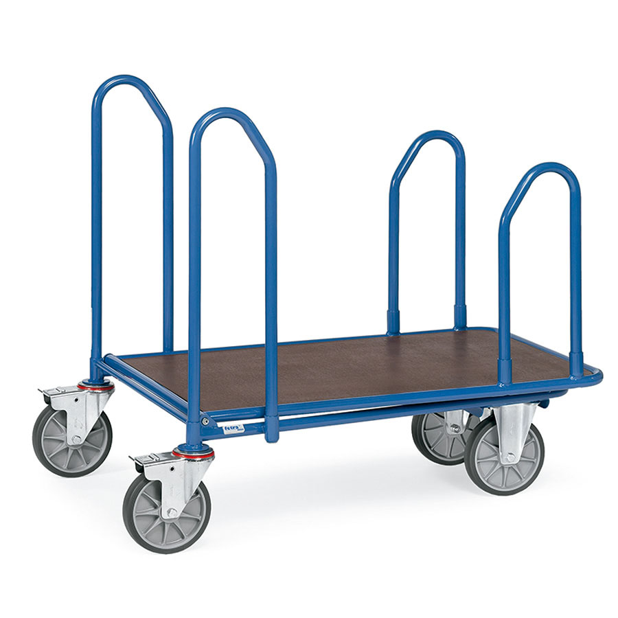 [039168] Carro de plataforma encajable con base de madera y 4 tiradores - Dim. plataforma 850 x 500 mm - Azul ral 5007