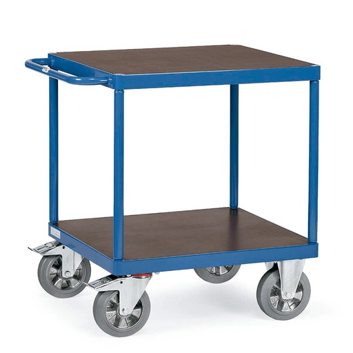 [039202] Carro de gran carga con plataforma y 1 estante fijo - Capacidad 1200 kg - Dim. plataforma 700x700 mm - Azul ral 5007
