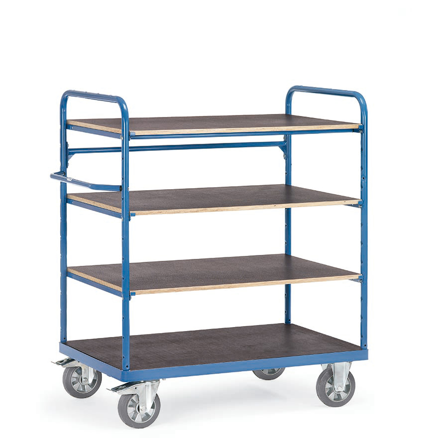 [039217] Carro de gran carga con plataforma y 4 estantes fijos - Capacidad 1200 kg - Dim. plataforma 1.000x700 mm - Azul ral 5007