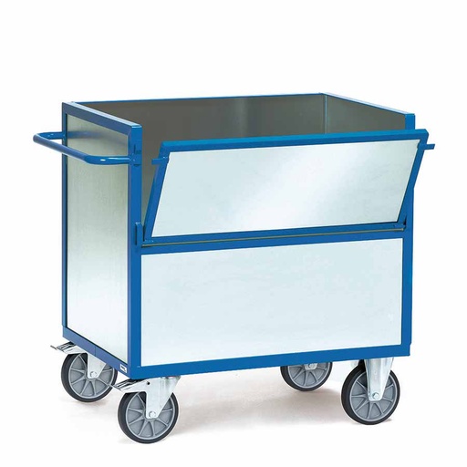 [039227] Carro protegido con paredes de acero galvanizado y 1 puerta batiente - Dim. plataforma 1.200x800 mm - Azul ral 5007