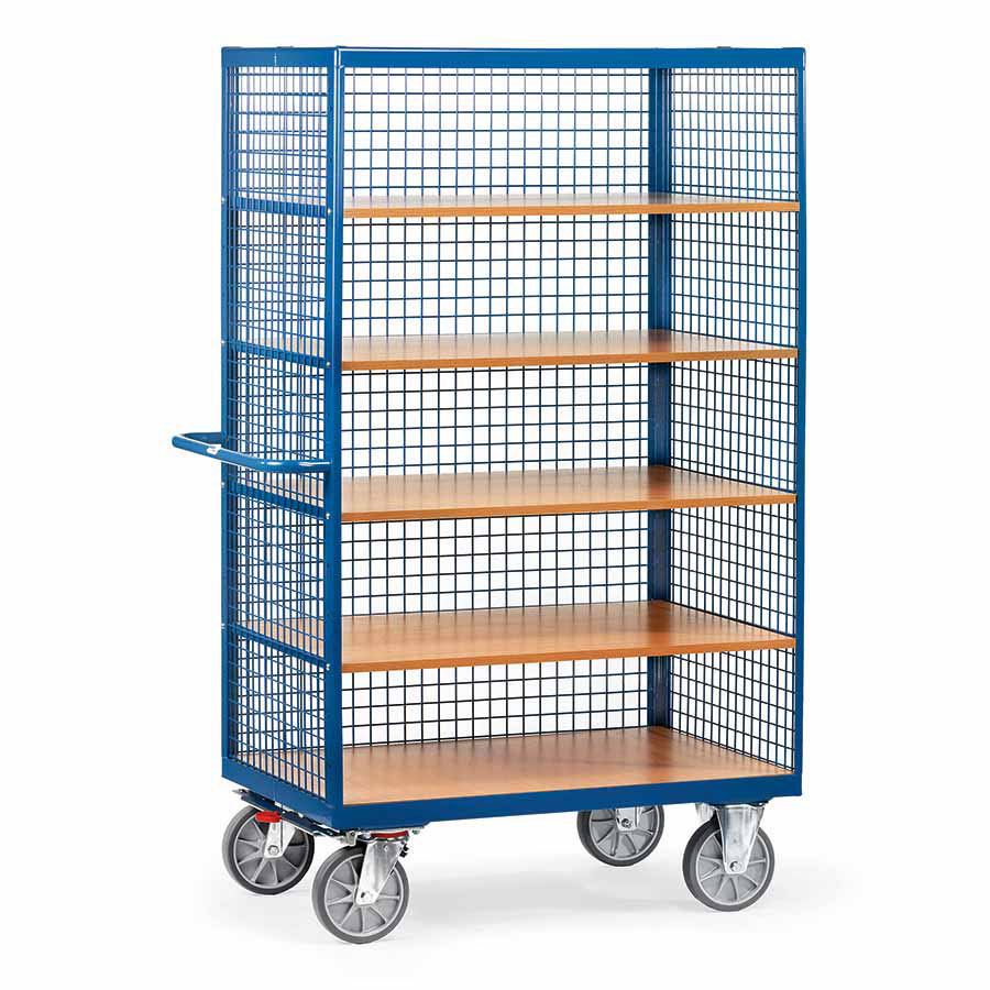 [039235] Carro protegido con paredes de malla - Dim. plataforma 1.200 x 780 mm - Azul ral 5007