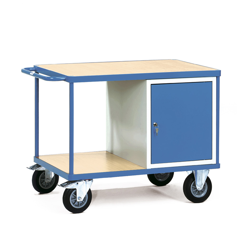 [039241] Carro de taller para herramientas con armario - Dim. plataforma 1.000 x 700 mm - Gris ral 7035 y Azul ral 5007