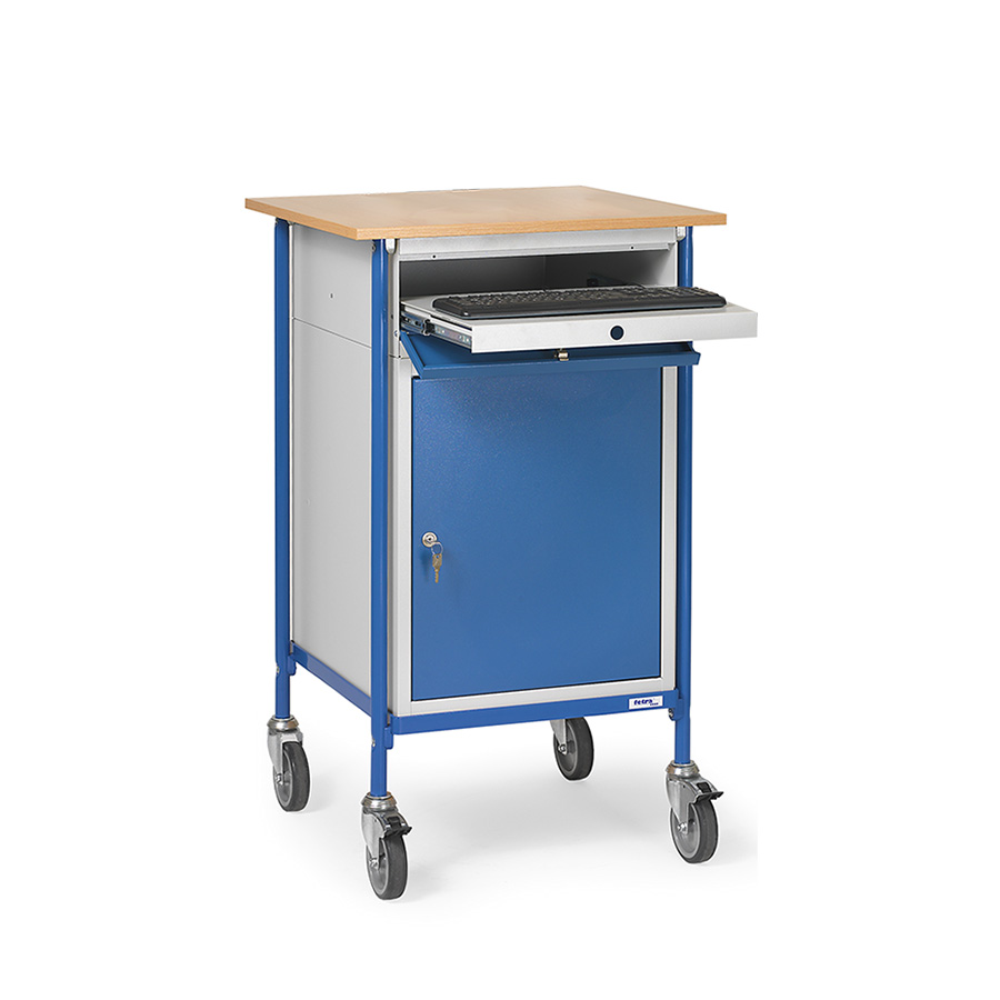 [039244] Carro de taller para herramientas con armario y cajón - Dim. plataforma 500 x 600 mm - Gris ral 7035 y Azul ral 5007