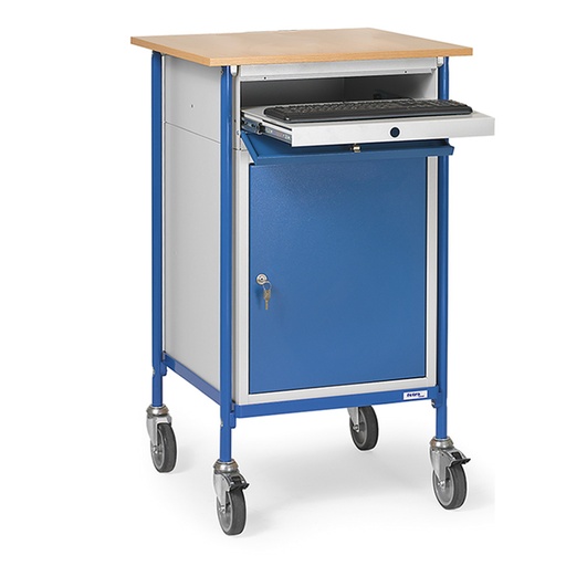 [039244] Carro de taller para herramientas con armario y cajón - Dim. plataforma 500 x 600 mm - Gris ral 7035 y Azul ral 5007