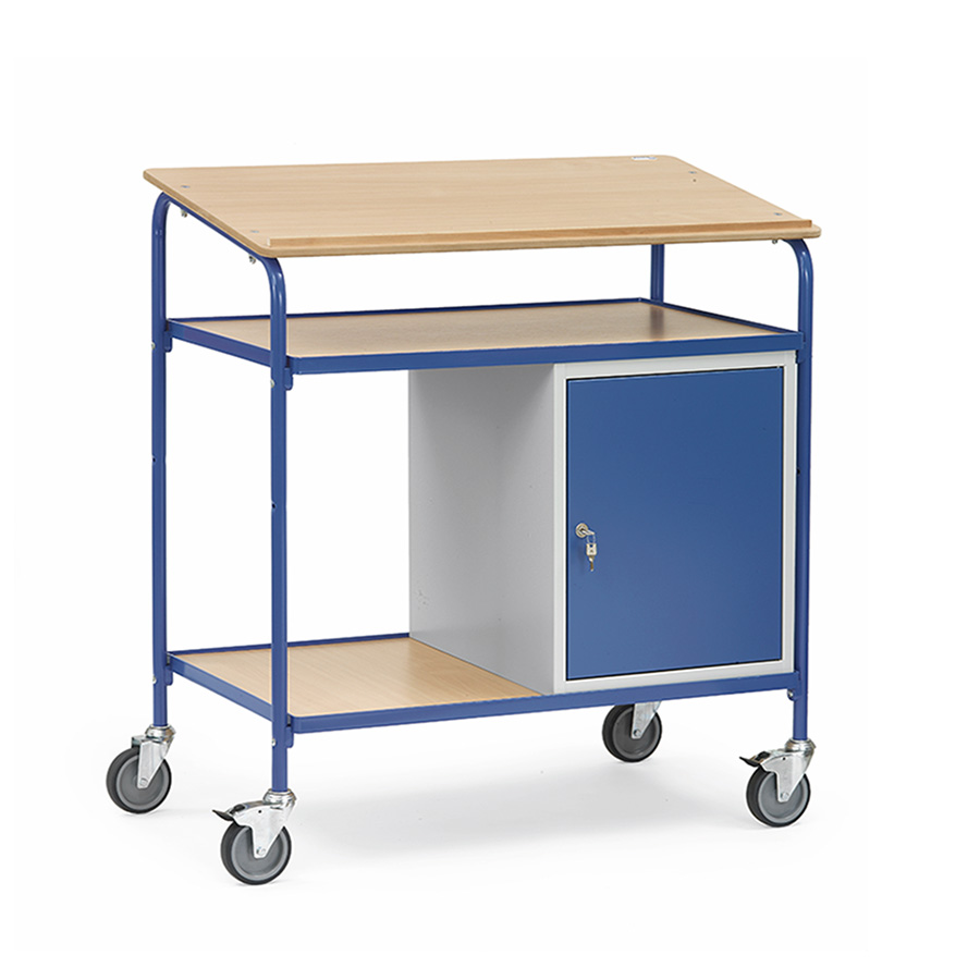 [039249] Carro para taller tipo escritorio con atril - Dim. 1000x600x1195h mm - Gris ral 7035 y Azul ral 5007