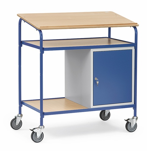 [039249] Carro para taller tipo escritorio con atril - Dim. 1000x600x1195h mm - Gris ral 7035 y Azul ral 5007