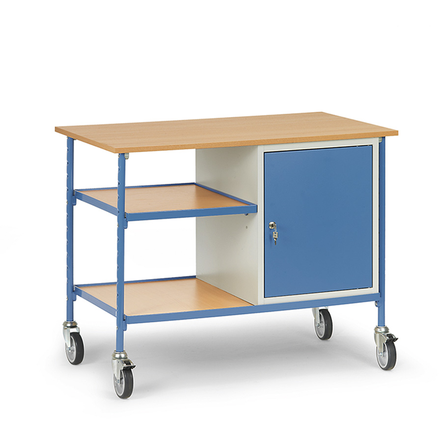 [039250] Carro de taller para herramientas con armario y estante - Dim. plataforma 1.120 x 650 mm - Gris ral 7035 y Azul ral 5007