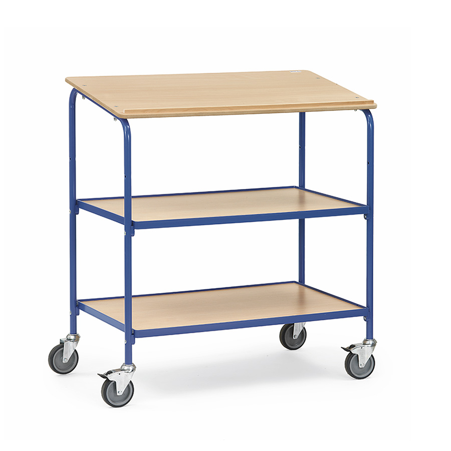 [039255] Carro para taller tipo escritorio con atril - Dim. 1000x600x1195h mm - Gris ral 7035 y Azul ral 5007