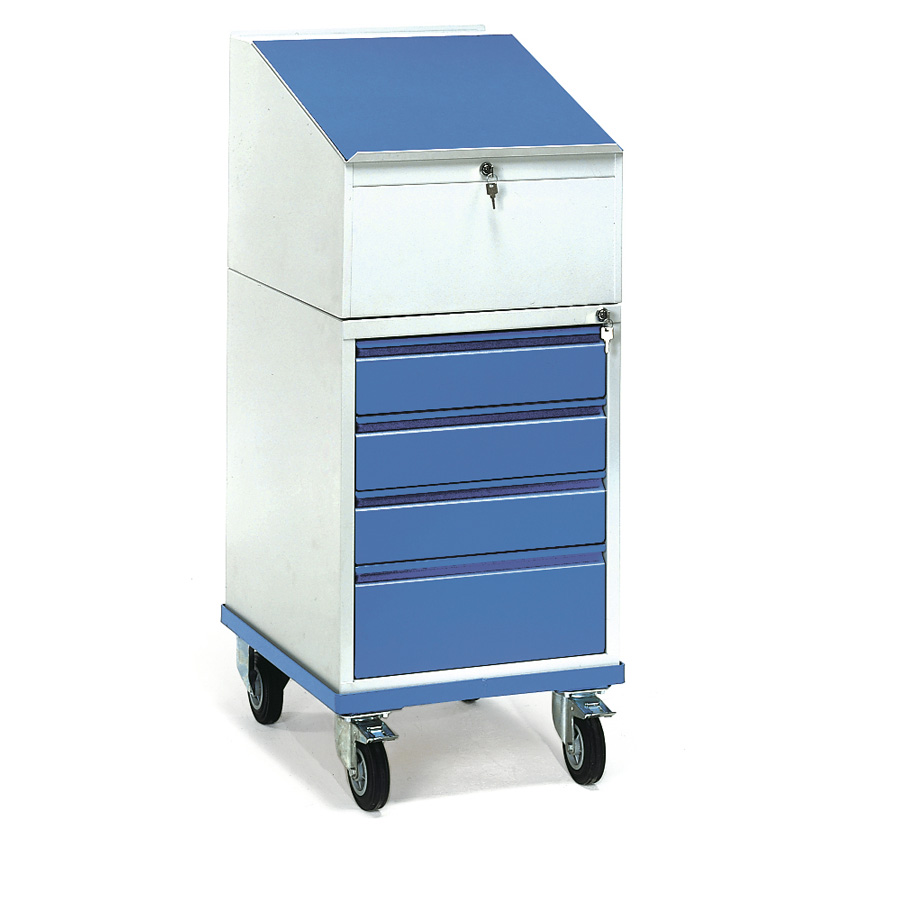 [039257] Carro para taller tipo escritorio con atril - Dim. 650x550x1200h mm - Gris ral 7035 y Azul ral 5007