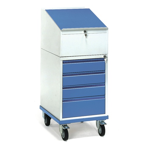 [039257] Carro para taller tipo escritorio con atril - Dim. 650x550x1200h mm - Gris ral 7035 y Azul ral 5007