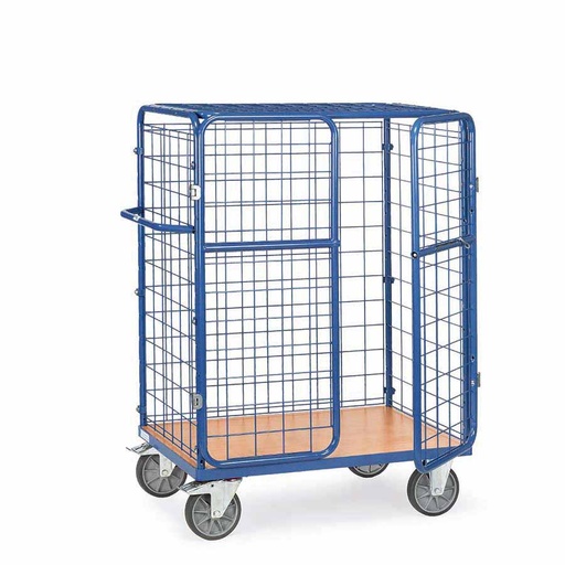 [039295] Carro de acero para picking con paredes de malla y puertas -  Dim. plataforma 1.000 x 600 mm - Azul ral 5007