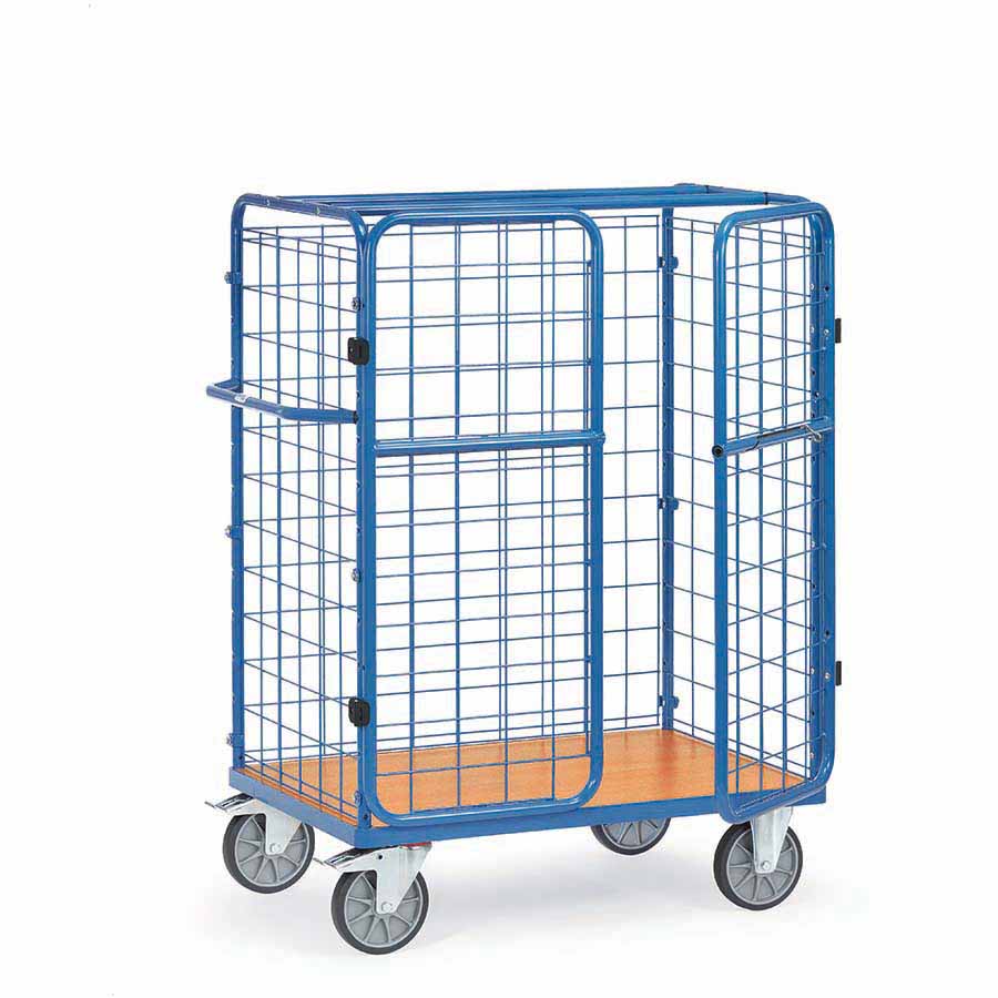 [039300] Carro de acero para picking con paredes de malla y puertas -  Dim. plataforma 1.200 x 800 mm - Azul ral 5007