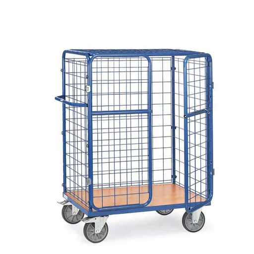 [039301] Carro de acero para picking con paredes de malla y puertas -  Dim. plataforma 1.200 x 800 mm - Azul ral 5007