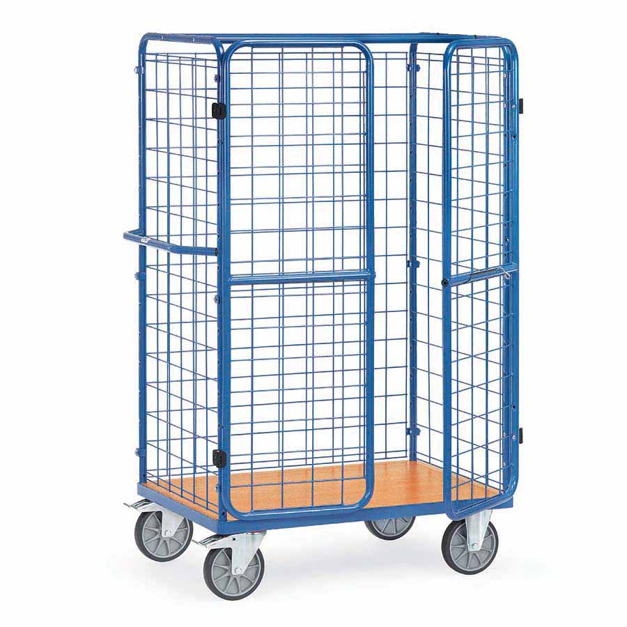 [039303] Carro de acero para picking con paredes de malla y puertas -  Dim. plataforma 1.000 x 600 mm - Azul ral 5007