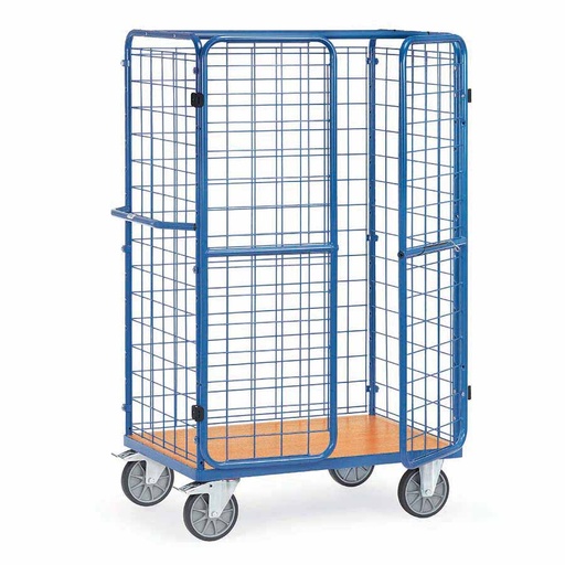 [039303] Carro de acero para picking con paredes de malla y puertas -  Dim. plataforma 1.000 x 600 mm - Azul ral 5007