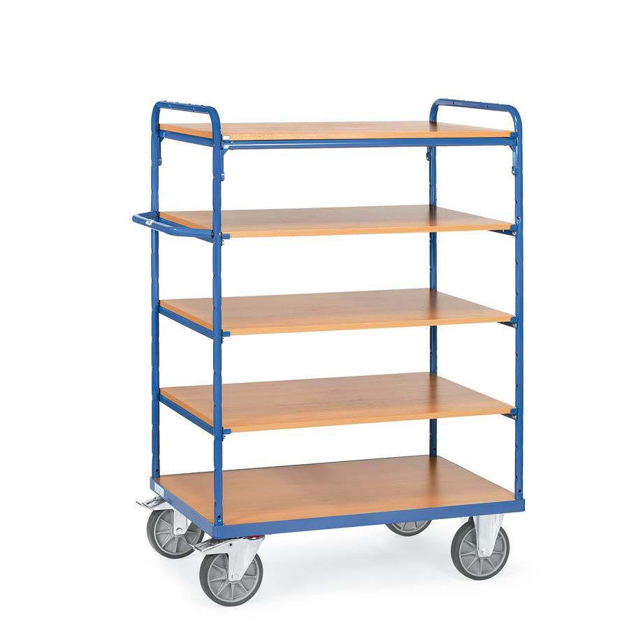 [039329] Carro para picking y distribución sin paredes con 5 estantes - Dim. plataforma: 1000x600 mm - Azul ral 5007