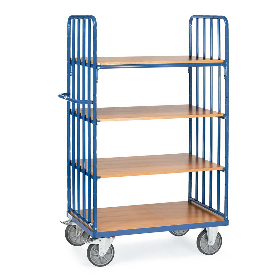 [039332] Carro para picking con paredes tubulares y 3 estantes - Dim. plataforma: 1000x600 mm - Azul ral 5007