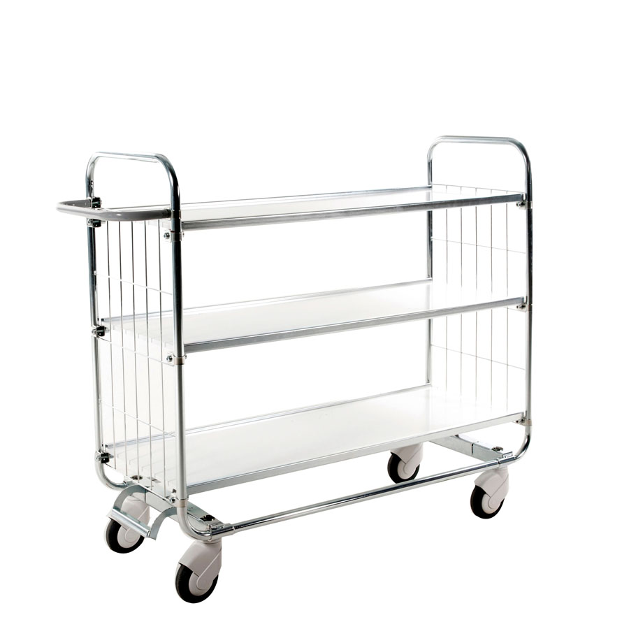 [039368] Carro para picking con freno central, estantes y tirador regulables - Dim.: 1395x470x1120h mm - Acero cincado