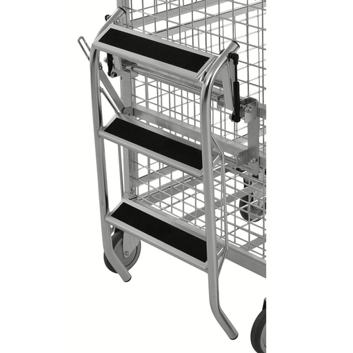 [039383] Escalera abatible metálica con 3 peldaños para carro de picking - Carga 125 kg