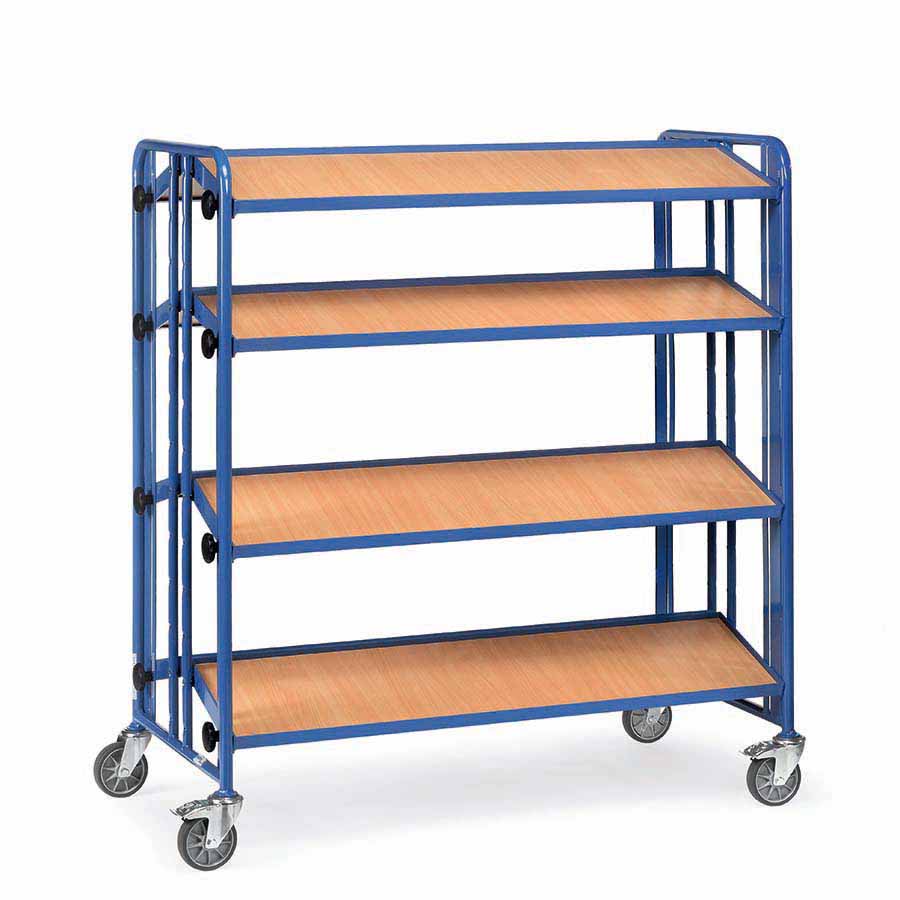 [039450] Carro porta cajas Eurobox con estante de madera (sin cajas) - Dim. plataforma 1.280 x 2x315 mm - Azul ral 5007
