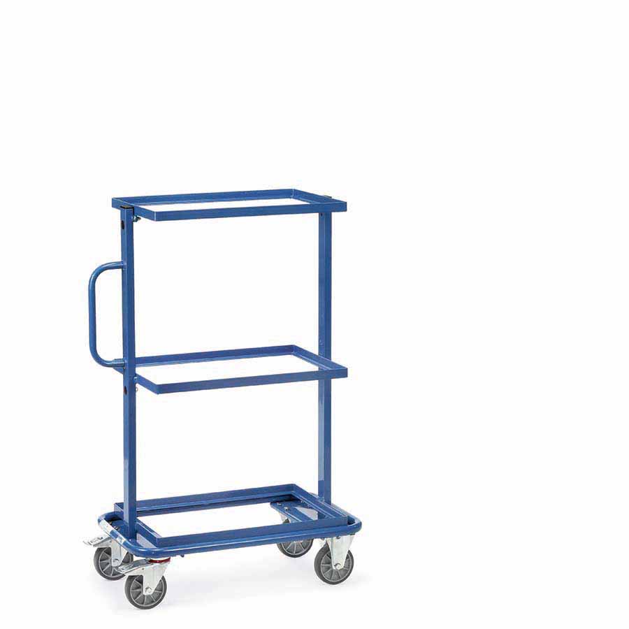 [039452] Carro porta cajas Eurobox con estante tipo soporte (sin cajas) - Dim. plataforma 600 x 400 mm - Azul ral 5007