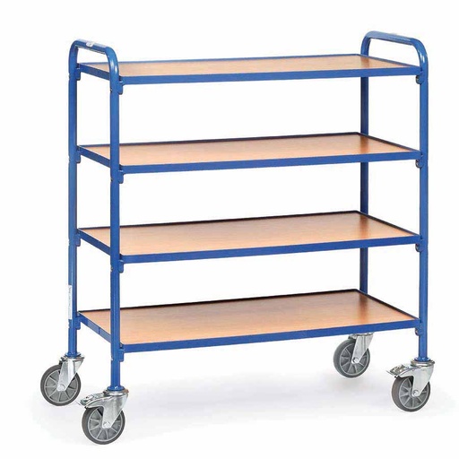 [039458] Carro porta cajas Eurobox con estante de madera (sin cajas) - Dim. plataforma 940 x 470 mm - Azul ral 5007