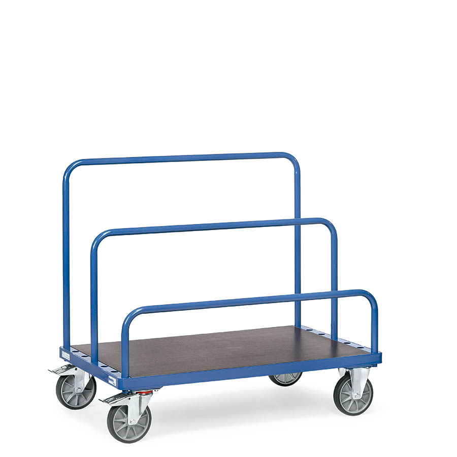 [039466] Carro metálico manual para tableros, tablas y paneles - Dim. plataforma 1600x800 mm - Azul ral 5007 (barras divisorias no incluidas)