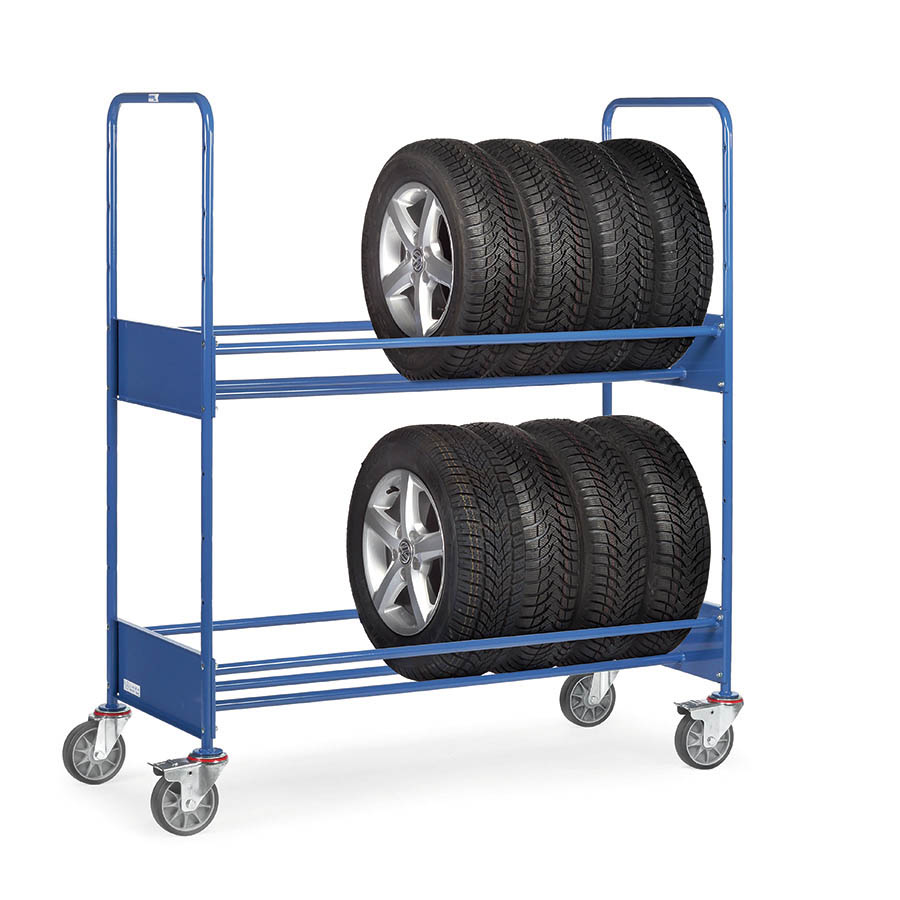 [039487] Carro para transporte de ruedas y neumáticos - Dim. plataforma 1.420 x 600 mm - Azul ral 5007