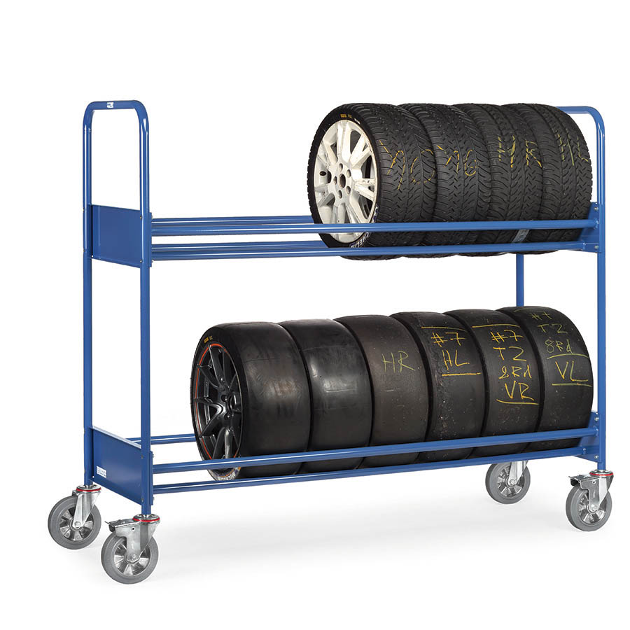 [039488] Carro para transporte de ruedas y neumáticos - Dim. plataforma 1.860 x 620 mm - Azul ral 5007