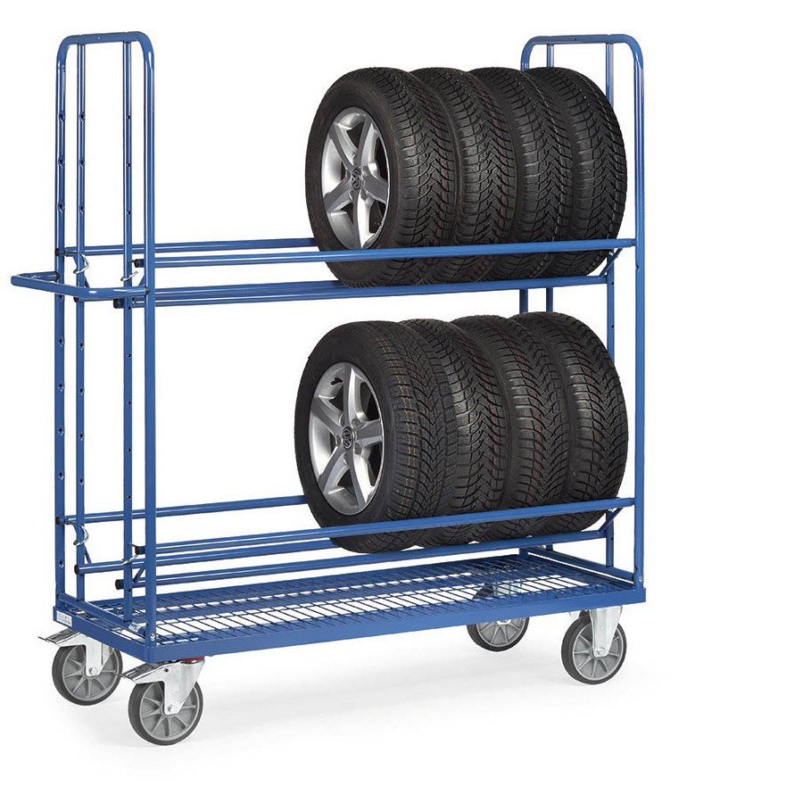 [039489] Carro para transporte de ruedas y neumáticos - Dim. plataforma 1.420 x 610 mm - Azul ral 5007