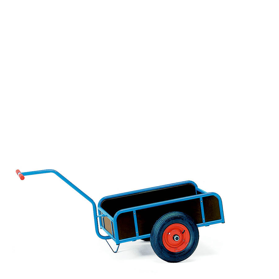 [039495] Remolque de tracción manual con paredes de madera - Dim. Plataforma 1.145x545 mm - Azul ral 5007