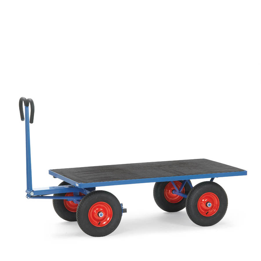 [039501] Remolque de mano para uso industrial y jardinería sin paredes - Dim. plataforma 2000x1000 mm - Azul ral 5007