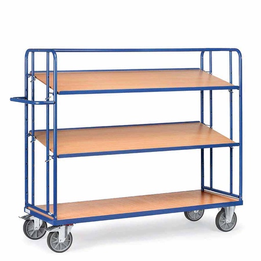 [039580] Carro porta cajas Eurobox con estantes de madera (sin cajas) - Dim. plataforma 1650 x 610 mm - Azul ral 5007