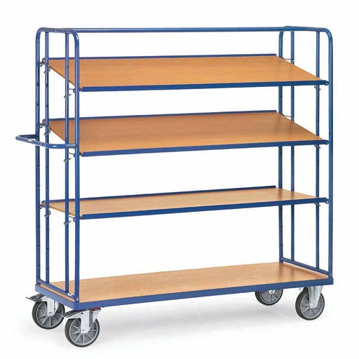 [039582] Carro porta cajas Eurobox con estantes de madera (sin cajas) - Dim. plataforma 1650 x 610 mm - Azul ral 5007