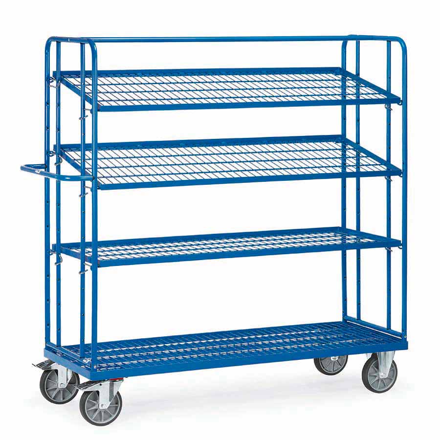 [039584] Carro porta cajas Eurobox con estantes de malla (sin cajas) - Dim. plataforma 1650 x 610 mm - Azul ral 5007