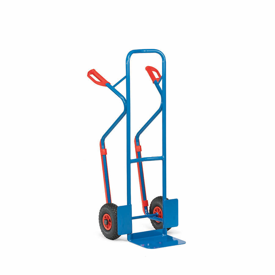 [039593] Carretilla de mano de acero con ruedas neumáticas y patines - Dim. pala 320 x 250 mm - Azul ral 5007