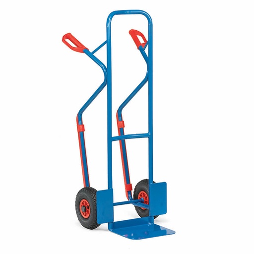 [039593] Carretilla de mano de acero con ruedas neumáticas y patines - Dim. pala 320 x 250 mm - Azul ral 5007