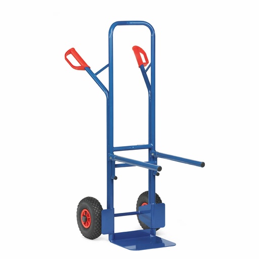 [039599] Carretilla de mano de acero para el transporte de sillas - Ruedas neumáticas Ø260 x 85 mm - Azul ral 5007