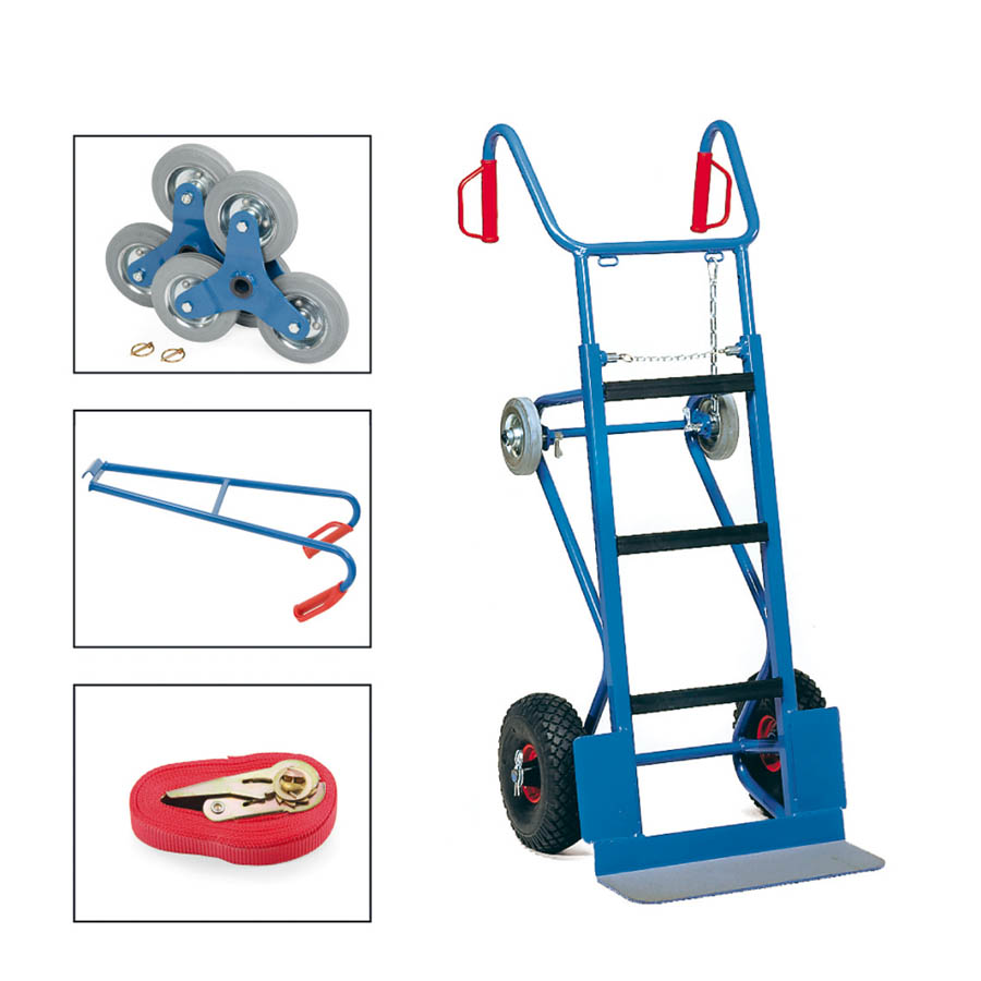 [039603] Carretilla de mano para electrodomésticos y grandes bultos (con accesorios) - Ruedas neumáticas Ø260 x 85 mm - Azul ral 5007